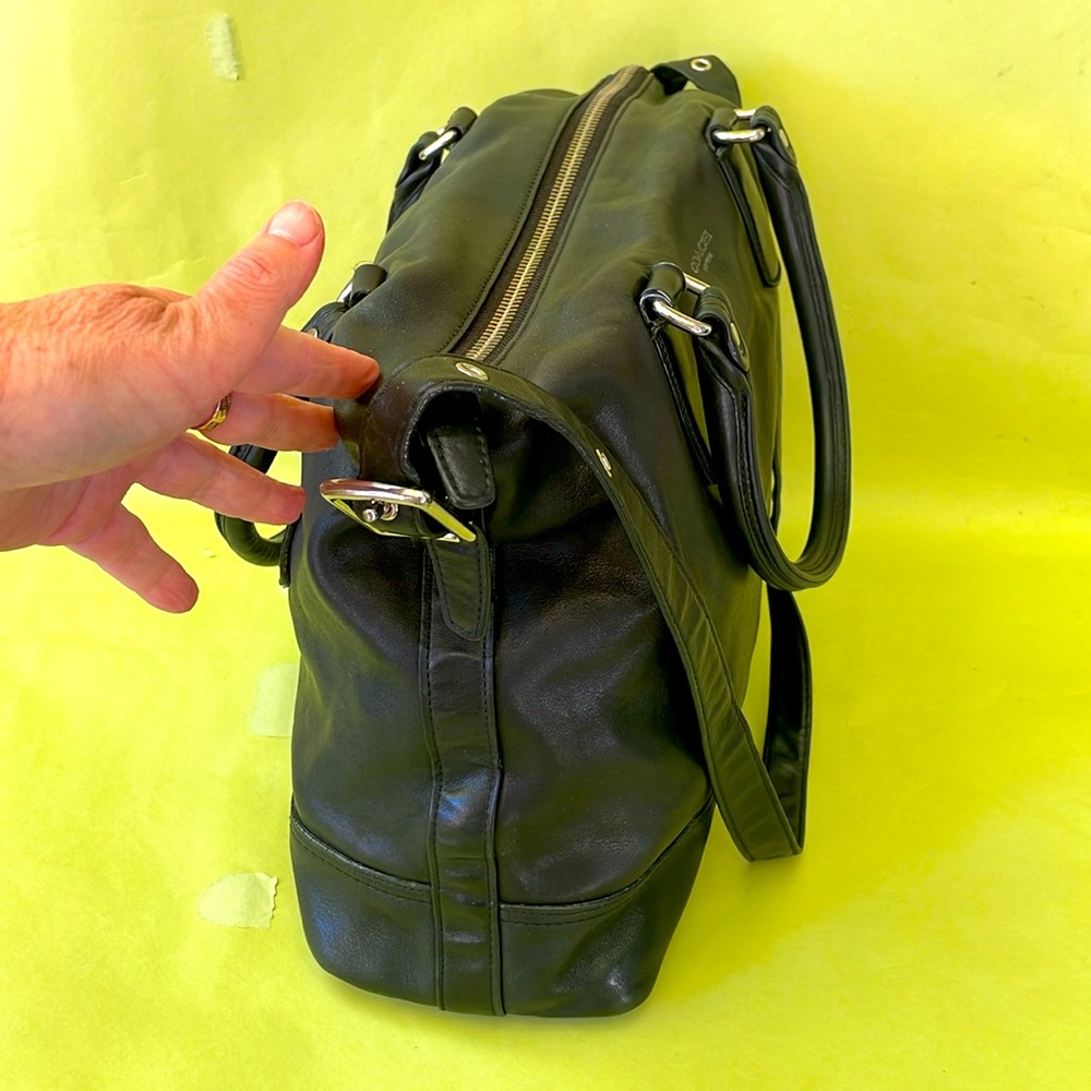 Vintage black/silver Coach large leather bag - Picture 6 of 15